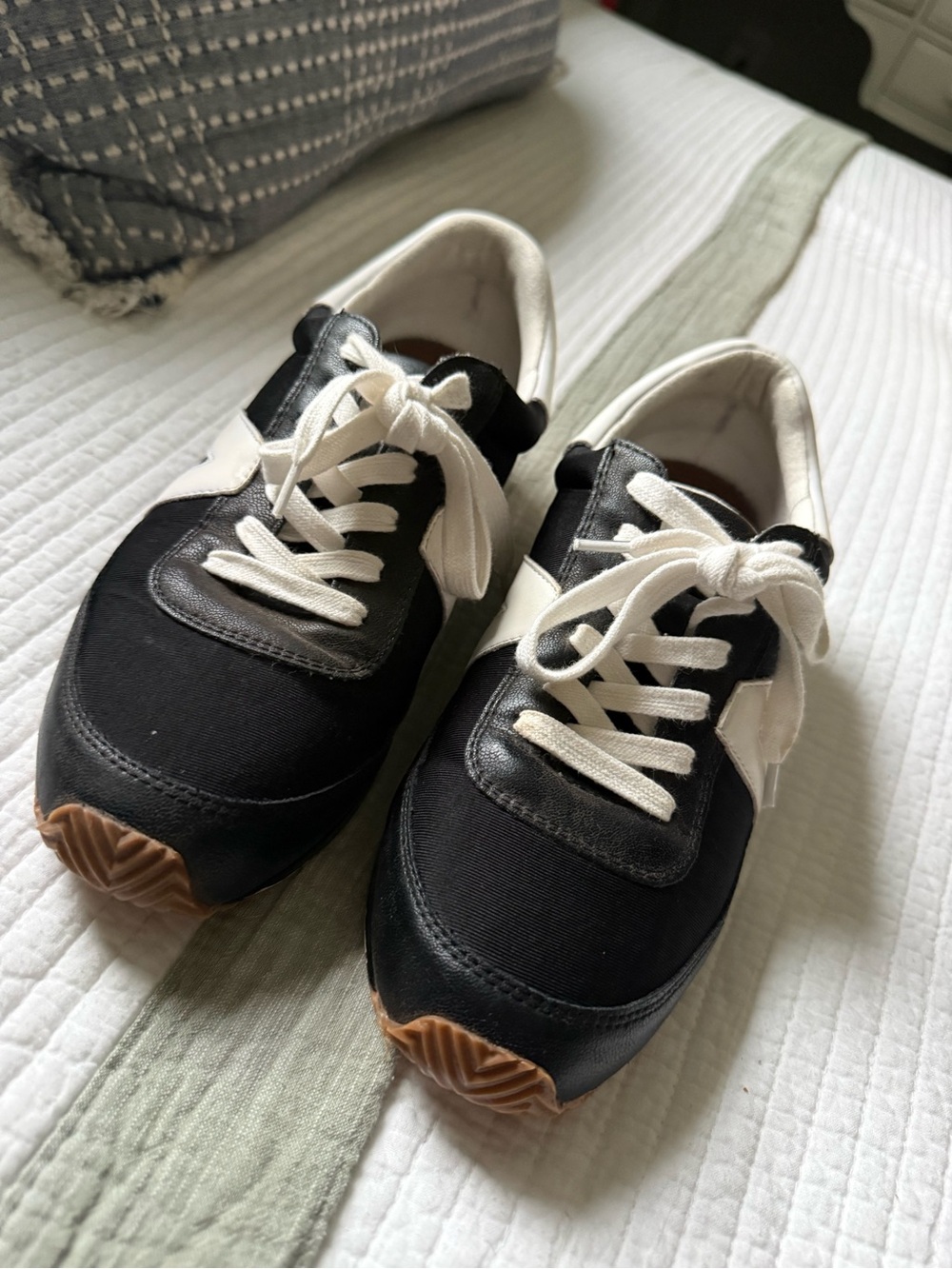 LOFT Black and White Lace-Up Sneakers with Gum Soles